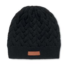 Vue Bonnet tricoté en RPET - Katmai de couleur noir| Krokrodeal