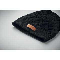 Vue Bonnet tricoté en RPET - Katmai de couleur noir| Krokrodeal