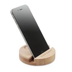 Vue Support de téléphone en bouleau - Grow round stand de couleur marron| Krokrodeal