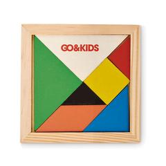 Vue Puzzle Tangram en bois - Tangram de couleur marron| Krokrodeal