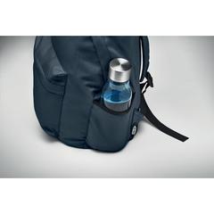 Vue Sac à dos polyester RPET 600D - Bapal+ de couleur bleu| Krokrodeal