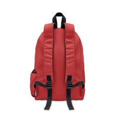 Vue Sac à dos polyester RPET 600D - Bapal+ de couleur rouge| Krokrodeal