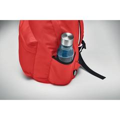 Vue Sac à dos polyester RPET 600D - Bapal+ de couleur rouge| Krokrodeal