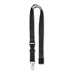 Vue Lanyard coton 20mm - Lannycot de couleur noir| Krokrodeal