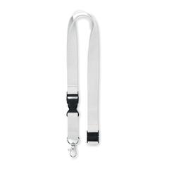 Vue Lanyard coton 20mm - Lannycot de couleur blanc| Krokrodeal
