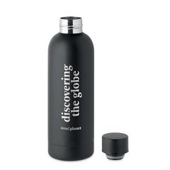 Vue Bouteille en acier inox recyclé - Athena de couleur noir| Krokrodeal