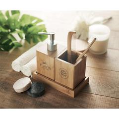 Vue Set de bain 3 pièces en bambou - Suomi de couleur marron| Krokrodeal