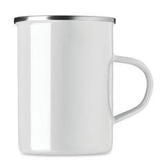 Vue Tasse en métal couche d'émail - Silver de couleur blanc| Krokrodeal