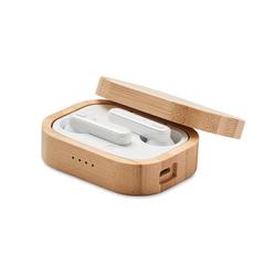 Vue Écouteurs TWS étui en bambou - Jazz bamboo de couleur marron| Krokrodeal