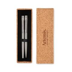 Vue Stylos en acier inox. recyclé - Graz set de couleur gris| Krokrodeal