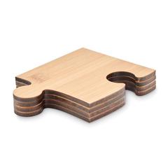 Vue Lot de 4 sous-verres puzzle - Lepy de couleur marron| Krokrodeal