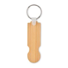 Vue Porte-clés jeton en bambou - Compras de couleur marron| Krokrodeal