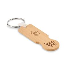 Vue Porte-clés jeton en bambou - Compras de couleur marron| Krokrodeal
