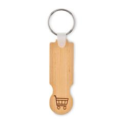 Vue Porte-clés jeton en bambou - Compras de couleur marron| Krokrodeal