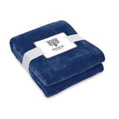 Vue Couverture polaire RPET 280gr - Logan de couleur bleu| Krokrodeal