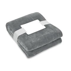 Vue Couverture polaire RPET 280gr - Logan de couleur gris| Krokrodeal
