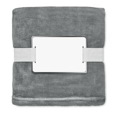 Vue Couverture polaire RPET 280gr - Logan de couleur gris| Krokrodeal