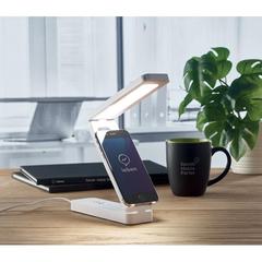 Vue Lampe et chargeur sans fil 10W - Espurna de couleur blanc| Krokrodeal