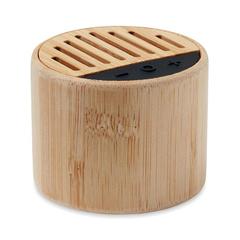 Haut-parleur sans fil bambou - Round lux publicitaire pas cher