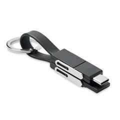 Vue Porte-clés avec câble 4 en 1 - Key c de couleur noir| Krokrodeal