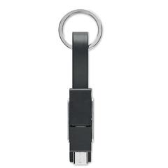 Vue Porte-clés avec câble 4 en 1 - Key c de couleur noir| Krokrodeal