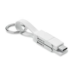 Vue Porte-clés avec câble 4 en 1 - Key c de couleur blanc| Krokrodeal