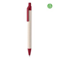 Vue Stylo en carton de lait recyclé - Mito pen de couleur rouge| Krokrodeal
