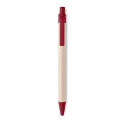 Vue Stylo en carton de lait recyclé - Mito pen de couleur rouge| Krokrodeal