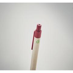 Vue Stylo en carton de lait recyclé - Mito pen de couleur rouge| Krokrodeal