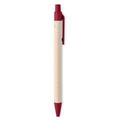 Vue Stylo en carton de lait recyclé - Mito pen de couleur rouge| Krokrodeal