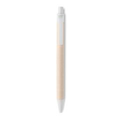 Vue Stylo en carton de lait recyclé - Mito pen de couleur blanc| Krokrodeal