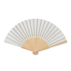 Vue Eventail en bambou - Fanny paper de couleur blanc| Krokrodeal