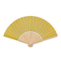 Vue Eventail en bambou - Fanny paper de couleur jaune| Krokrodeal