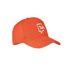 Vue Casquette RPET à 5 pans - Senga de couleur orange| Krokrodeal