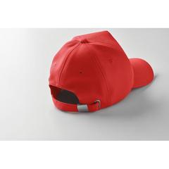 Vue Casquette RPET à 5 pans - Senga de couleur rouge| Krokrodeal