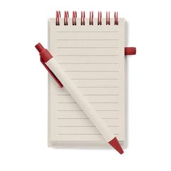 Vue Carnet en carton de lait recyclé - Mito set de couleur rouge| Krokrodeal