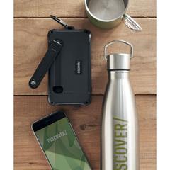 Vue Powerbank solaire à dynamo 8000 - Dya de couleur noir| Krokrodeal