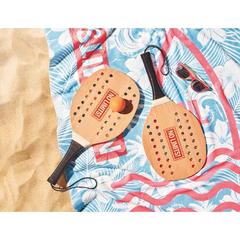 Vue Set beach tennis en bois de ros - Palas de couleur marron| Krokrodeal