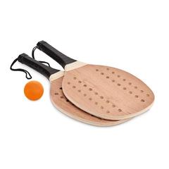 Vue Set beach tennis en bois de ros - Palas de couleur marron| Krokrodeal