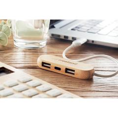 Vue Hub USB 3 ports câble 2 en 1 - Vina c de couleur marron| Krokrodeal