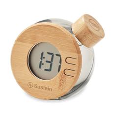 Vue Horloge à eau LCD en bambou - Droppy lux de couleur gris| Krokrodeal