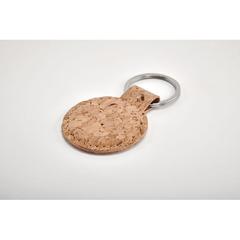 Vue Porte-clés rond en liège - Cincin de couleur marron| Krokrodeal
