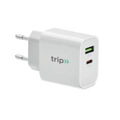 Vue Chargeur 18W 2 ports, prise UE - Port de couleur blanc| Krokrodeal