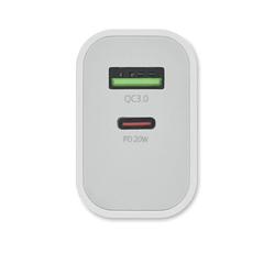 Vue Chargeur 18W 2 ports, prise UE - Port de couleur blanc| Krokrodeal