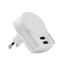 Vue Chargeur Euro USB Skross (2xA) - Euro usb charger 2xa de couleur blanc| Krokrodeal