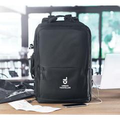 Vue Sac à dos 600D RPET - Sophis de couleur noir| Krokrodeal