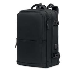 Vue Sac à dos 600D RPET - Sophis de couleur noir| Krokrodeal