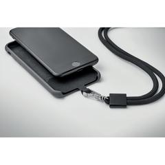 Vue Lanyard porte-téléphone RPET - Nonette de couleur noir| Krokrodeal