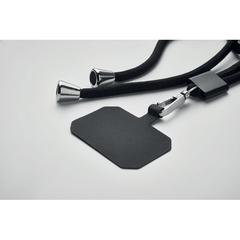 Vue Lanyard porte-téléphone RPET - Nonette de couleur noir| Krokrodeal
