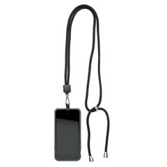 Vue Lanyard porte-téléphone RPET - Nonette de couleur noir| Krokrodeal